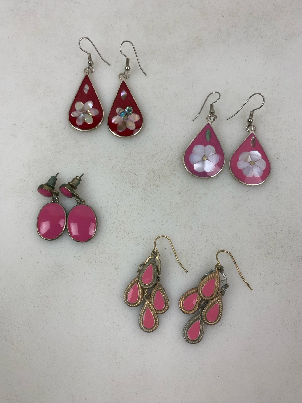 Pink Floral Teardrop Earrings – Women Jewelry